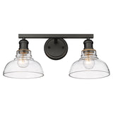 Carver BLK 2 Light Bath Vanity in Matte Black with Clear Glass Shade