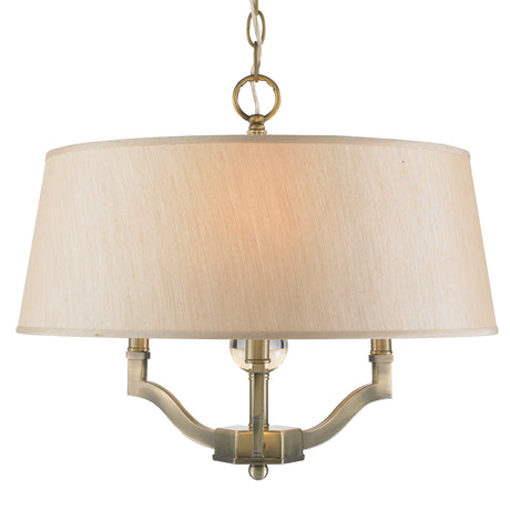 Waverly Semi-Flush (Convertible) in Aged Brass with Silken Parchment Shade