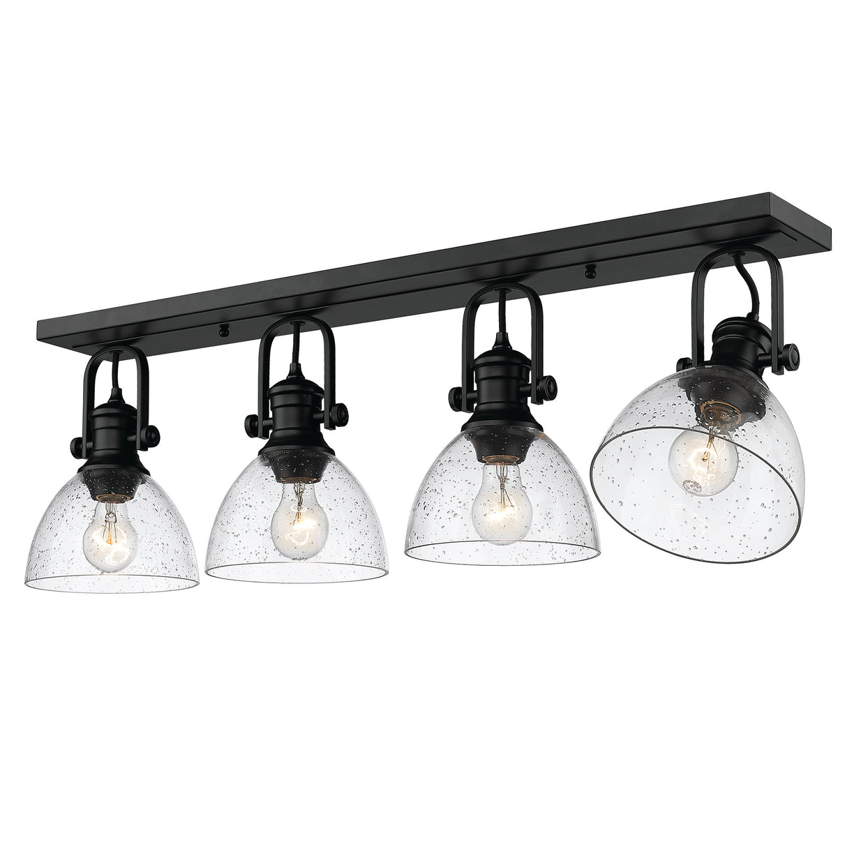 Hines 4 Light Semi-Flush in Matte Black with Seeded Glass Shade