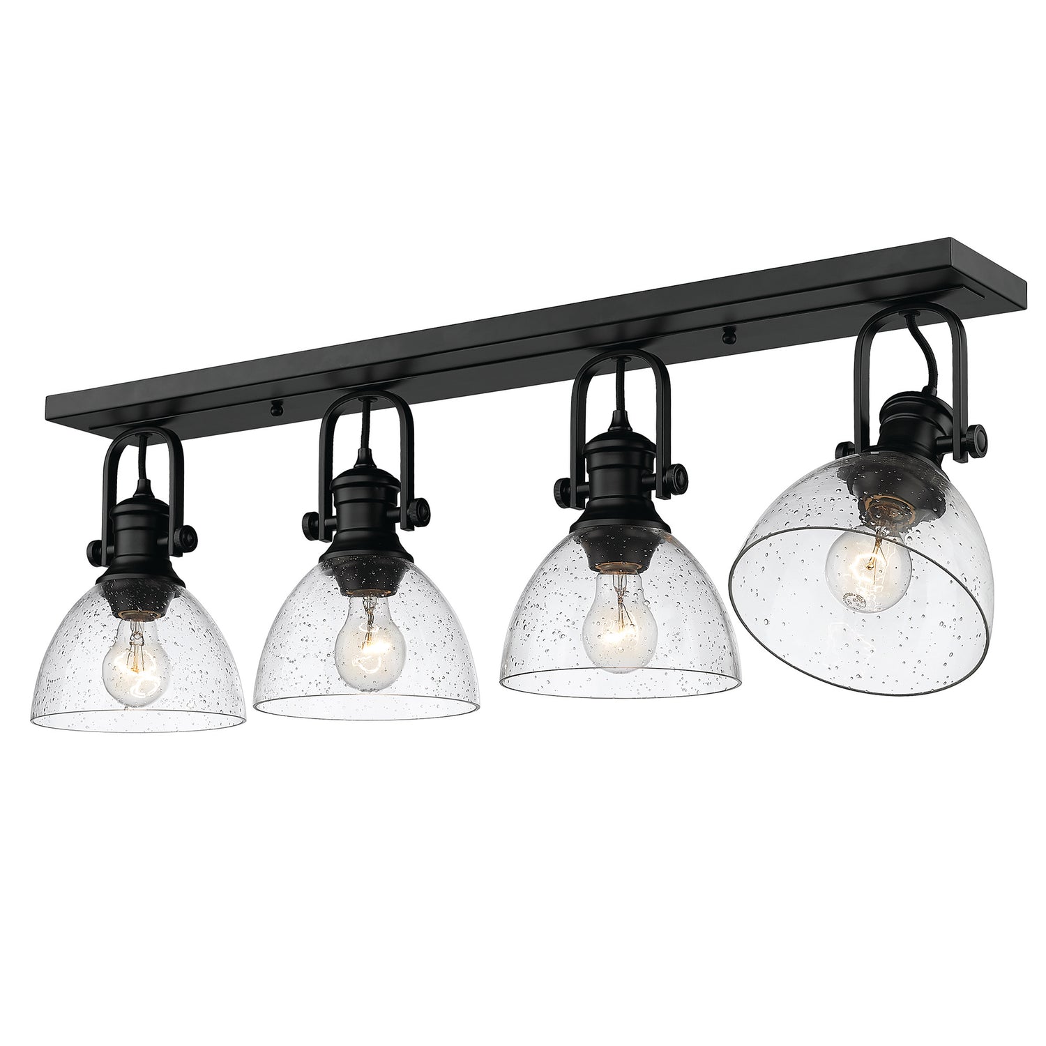 Hines 4 Light Semi-Flush in Matte Black with Seeded Glass Shade