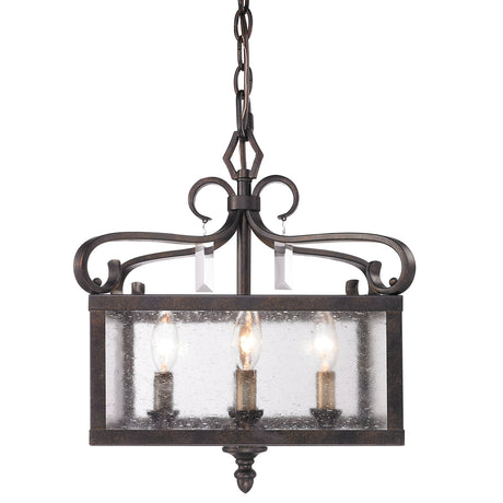 Valencia Pendant (Convertible) in Fired Bronze with Seeded Glass