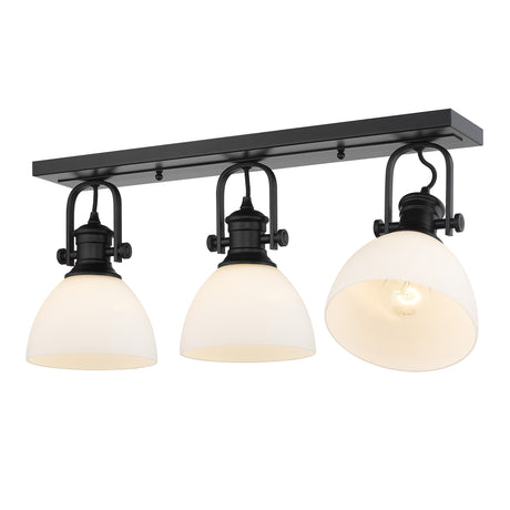 Hines 3-Light Semi-Flush in Matte Black with Opal Glass