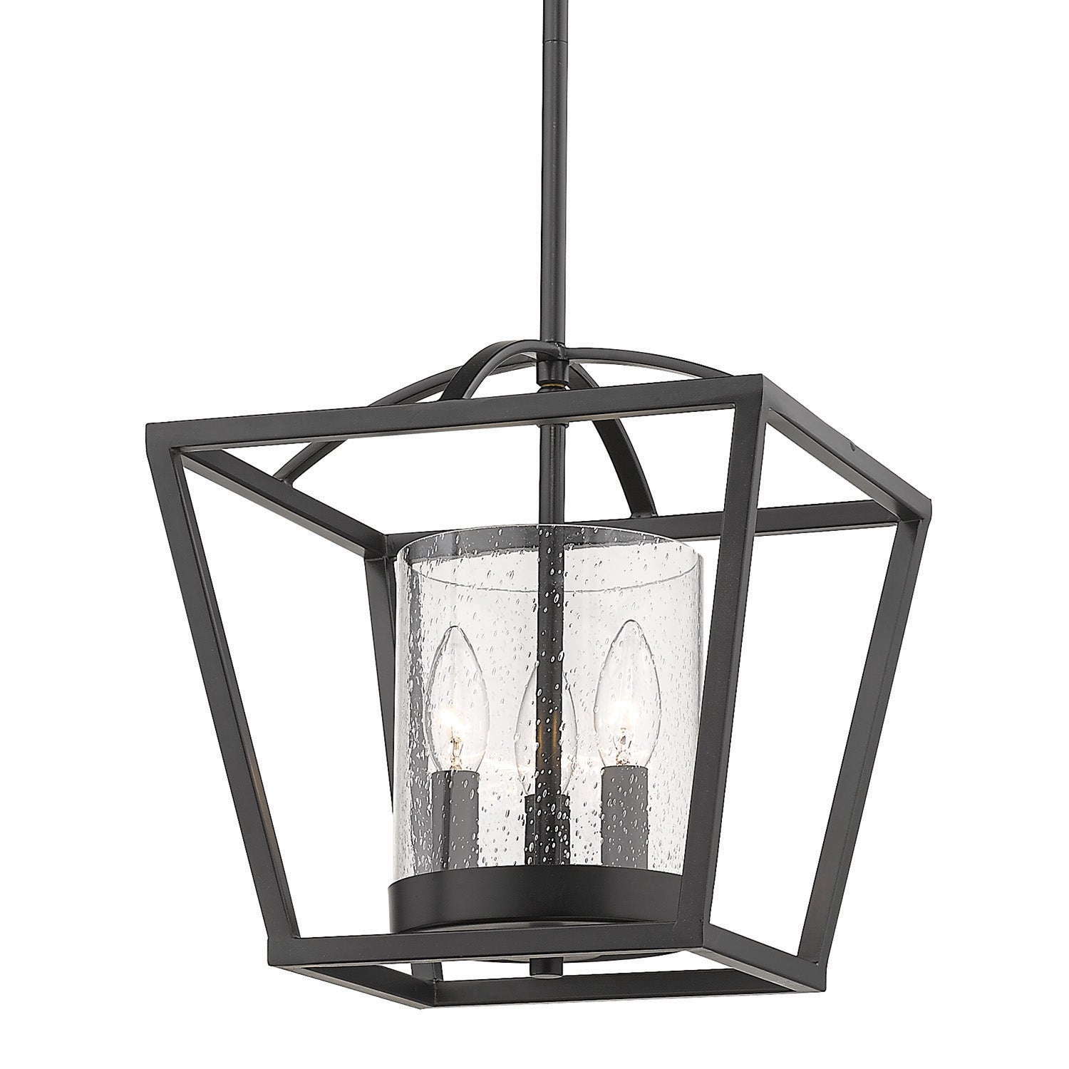 Mercer Semi-Flush in Matte Black with Matte Black accents and Seeded Glass