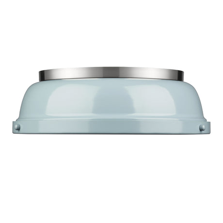Duncan 14" Flush Mount in Pewter with a Seafoam Shade