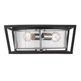 Mercer Flush Mount in Matte Black with Chrome accents and Seeded Glass