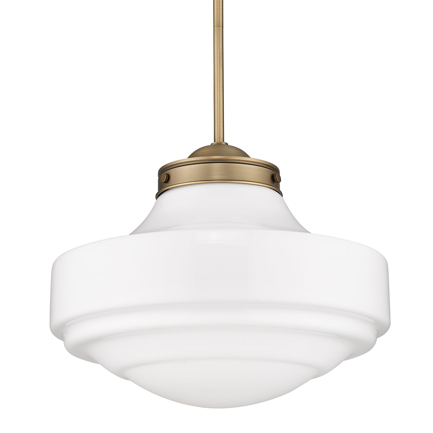 Ingalls Large Pendant in Modern Brass and Vintage Milk Glass Shade