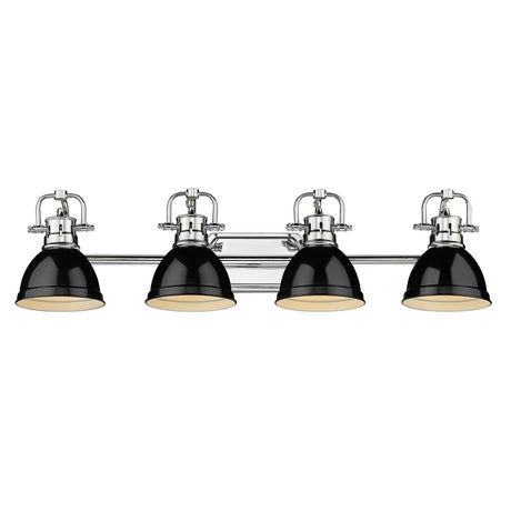 Duncan CH 4 Light Bath Vanity in Chrome with Black Shades