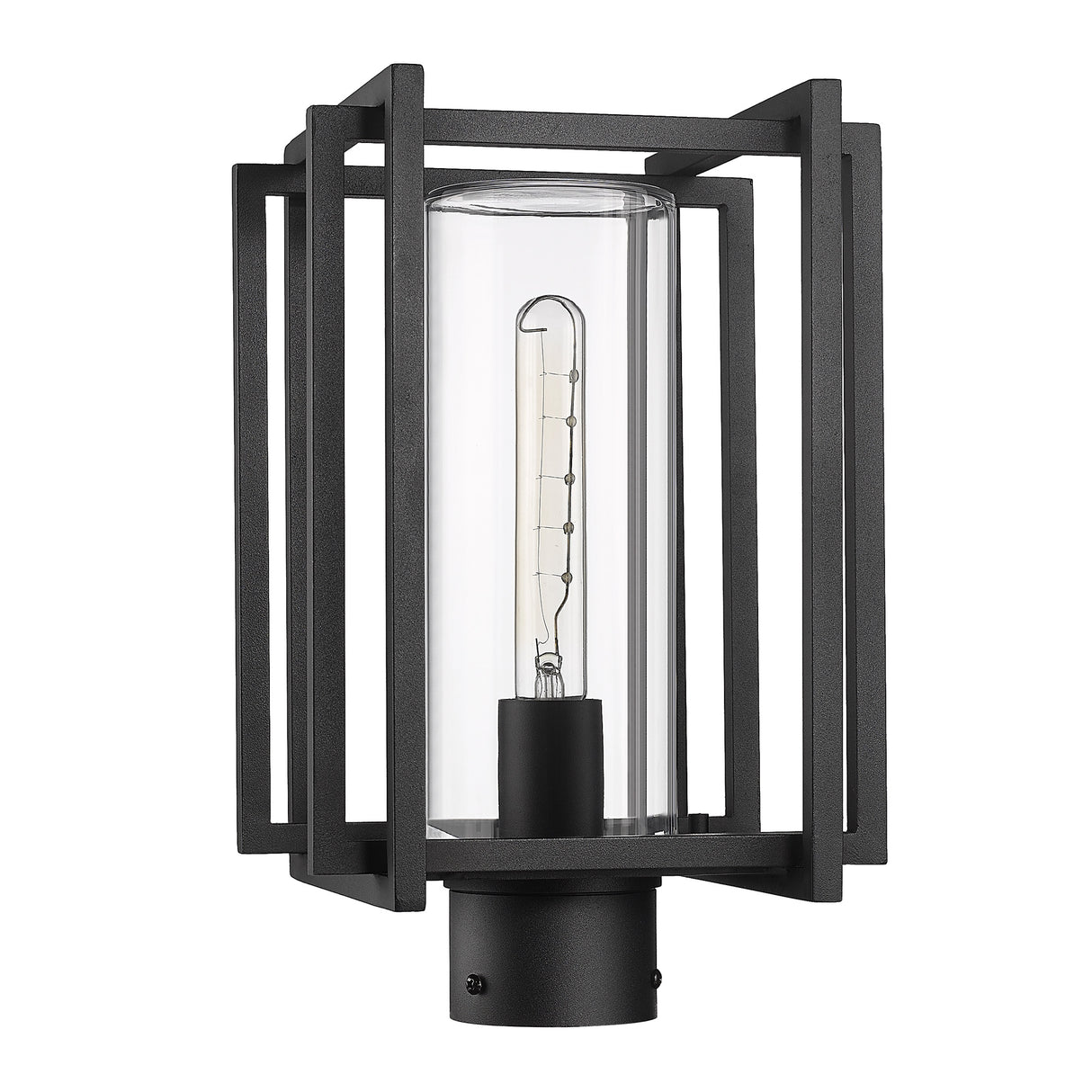 Tribeca NB Post Mount - Outdoor in Natural Black with Clear Glass Shade