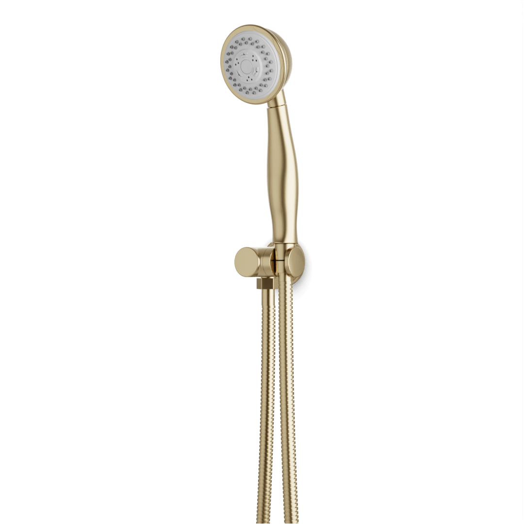 Artos Classic Multifunction Flexible Hose Hand Shower Kit on Pivoting Hook Satin Brass – F907-116SB