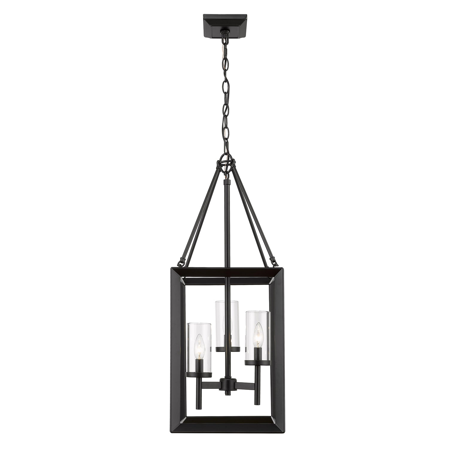 Smyth 3 Light Pendant in Matte Black with Clear Glass Shades