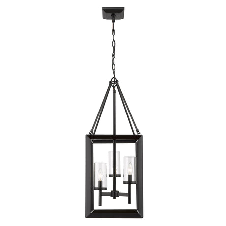 Smyth 3 Light Pendant in Matte Black with Clear Glass Shades