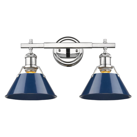 Orwell CH 2 Light Bath Vanity in Chrome with Navy Blue Shade