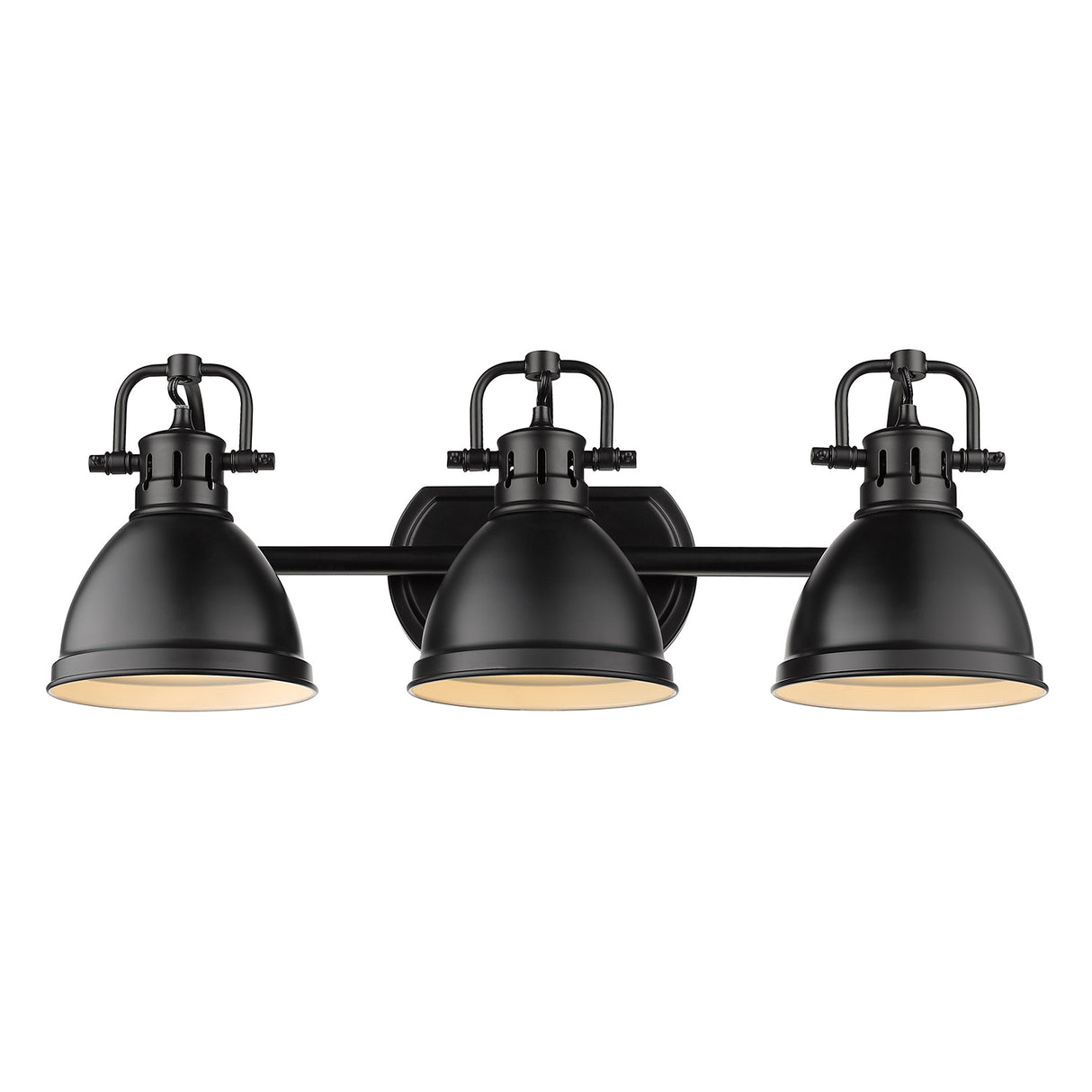 Duncan 3 Light Bath Vanity in Matte Black with a Matte Black Shade