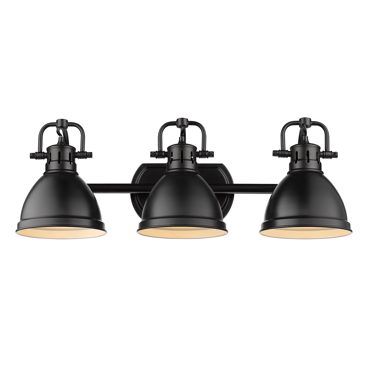 Duncan 3 Light Bath Vanity in Matte Black with a Matte Black Shade
