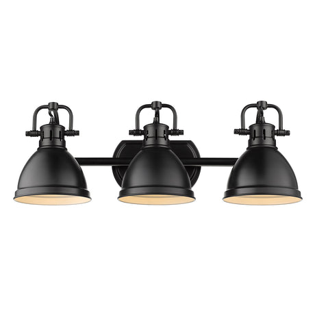 Duncan 3 Light Bath Vanity in Matte Black with a Matte Black Shade