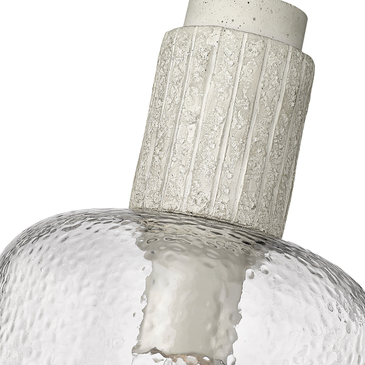Pedra Small Pendant in Matte Black with Hammered Clear Glass