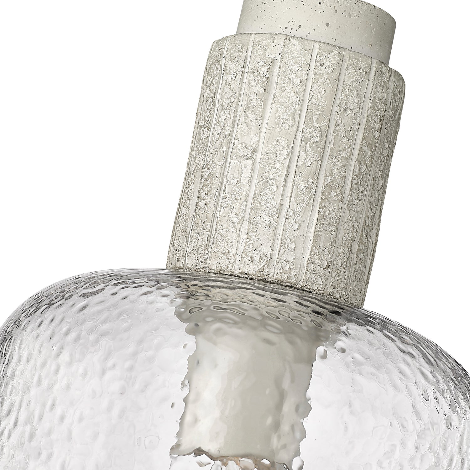 Pedra Small Pendant in Matte Black with Hammered Clear Glass