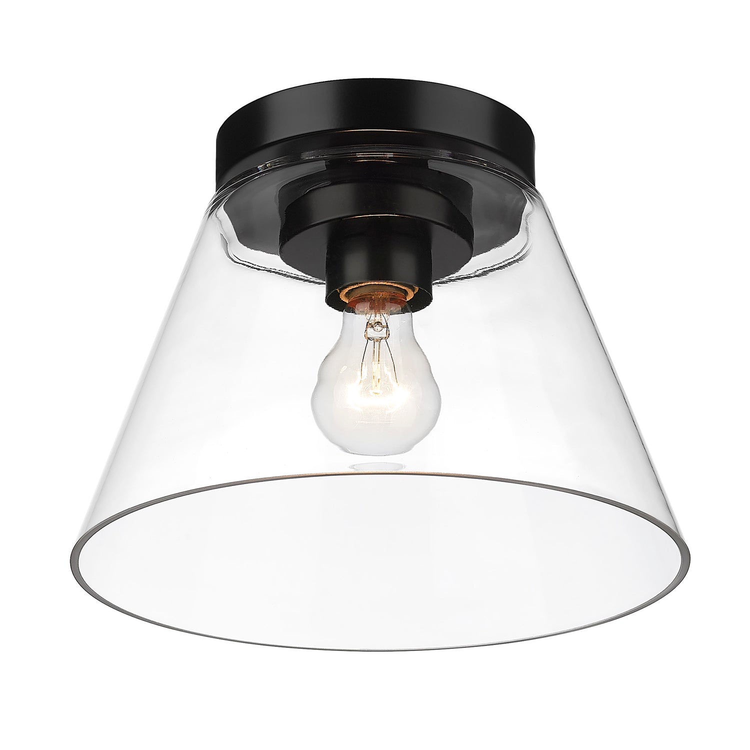 Penn Flush Mount in Matte Black with Clear Glass Shade