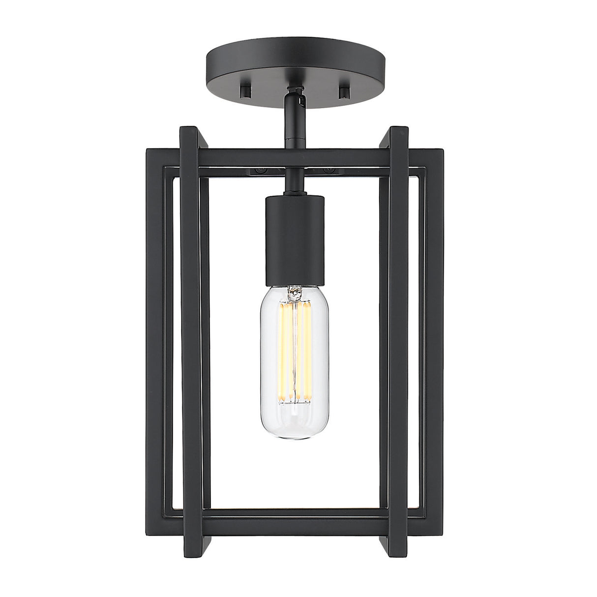 Tribeca 1-Light Semi-Flush in Matte Black with Matte Black Accents