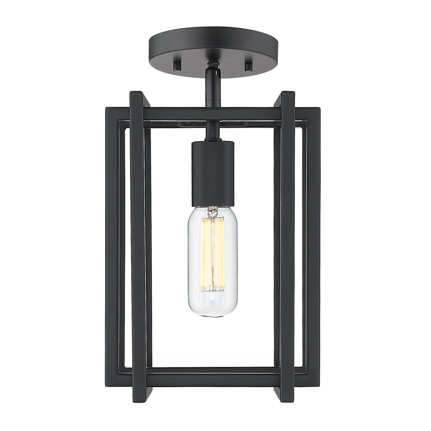 Tribeca 1-Light Semi-Flush in Matte Black with Matte Black Accents