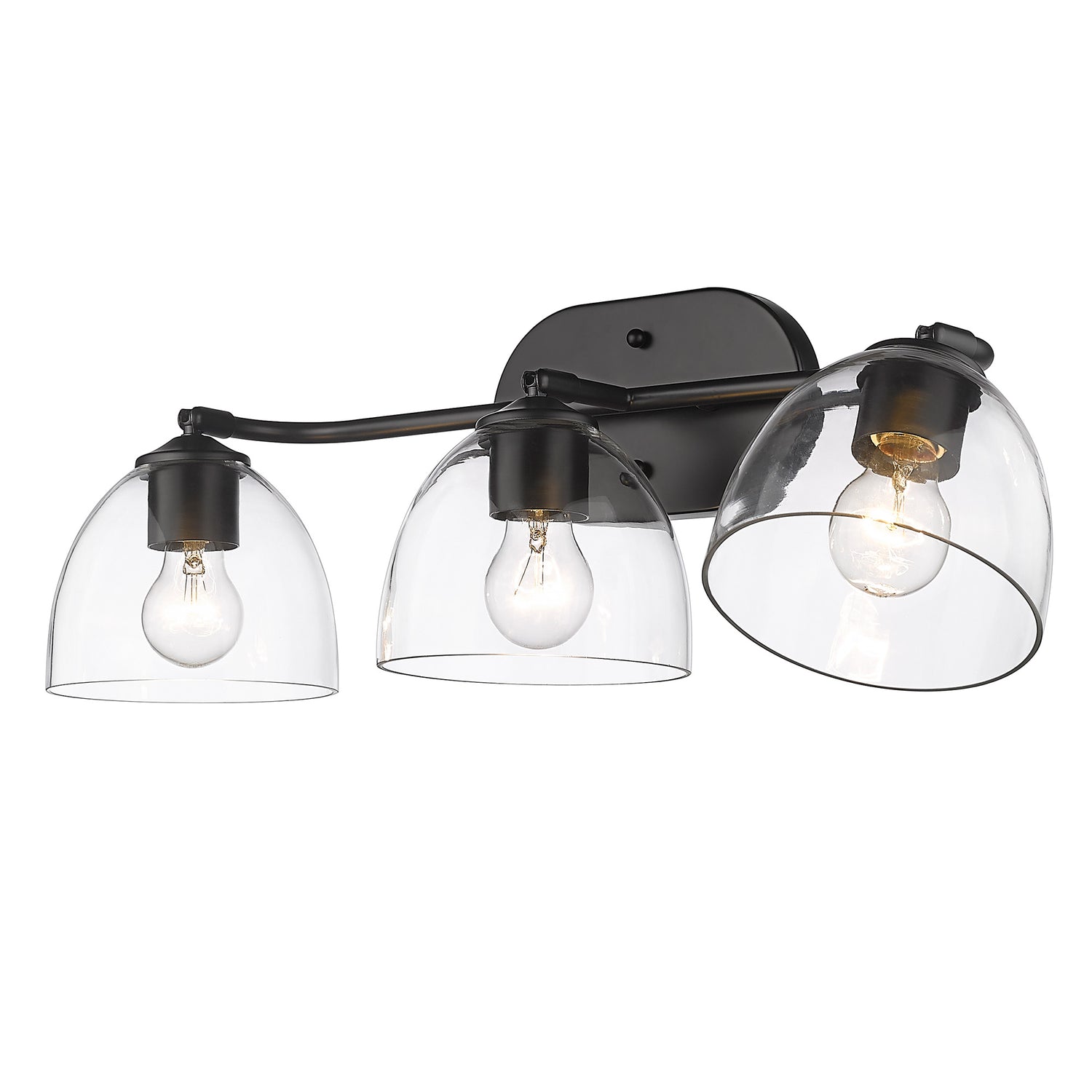 Roxie 3 Light Bath Vanity in Matte Black with Matte Black Accents and Clear Glass Shade