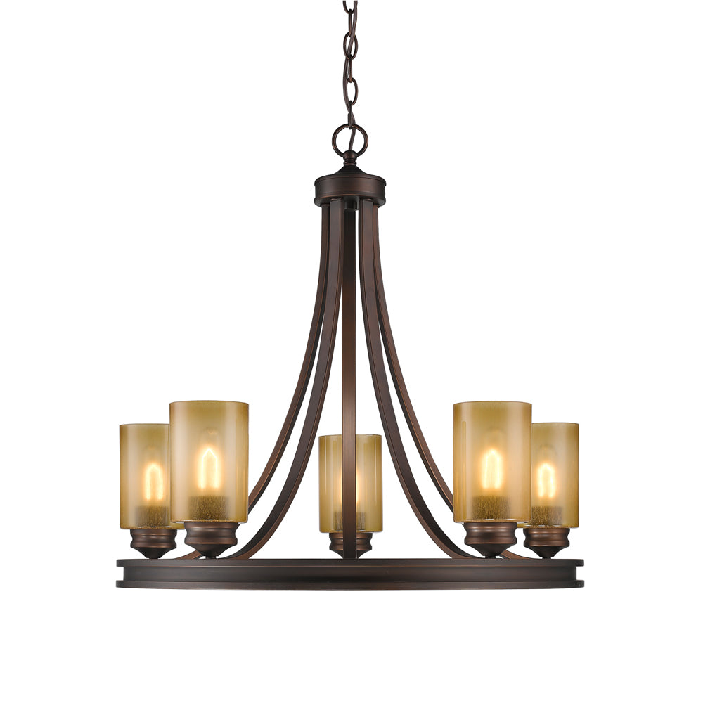 Hidalgo 5 Light Chandelier in Sovereign Bronze with Regal Glass