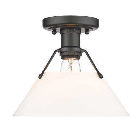 Orwell BLK Flush Mount in Matte Black with Opal Glass Shade