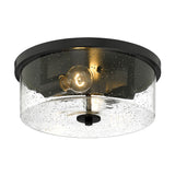 Rayne Flush Mount in Matte Black with Seeded Glass