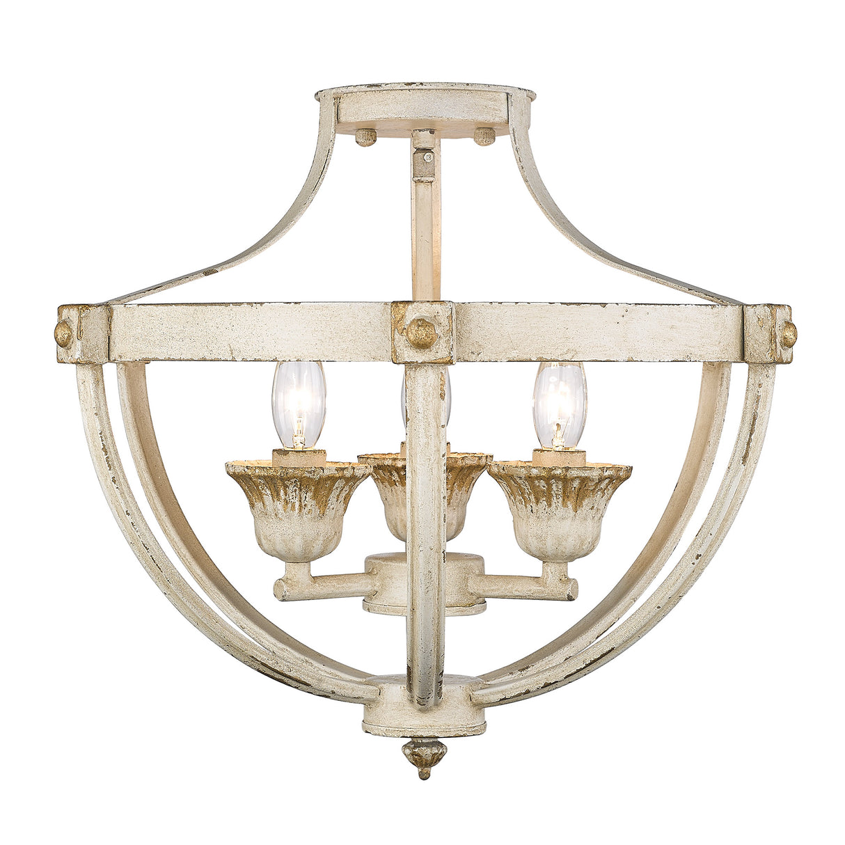 Jules 3 Light Semi-Flush in Antique Ivory