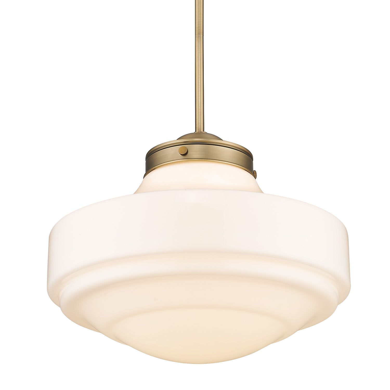 Ingalls Large Pendant in Modern Brass and Vintage Milk Glass Shade