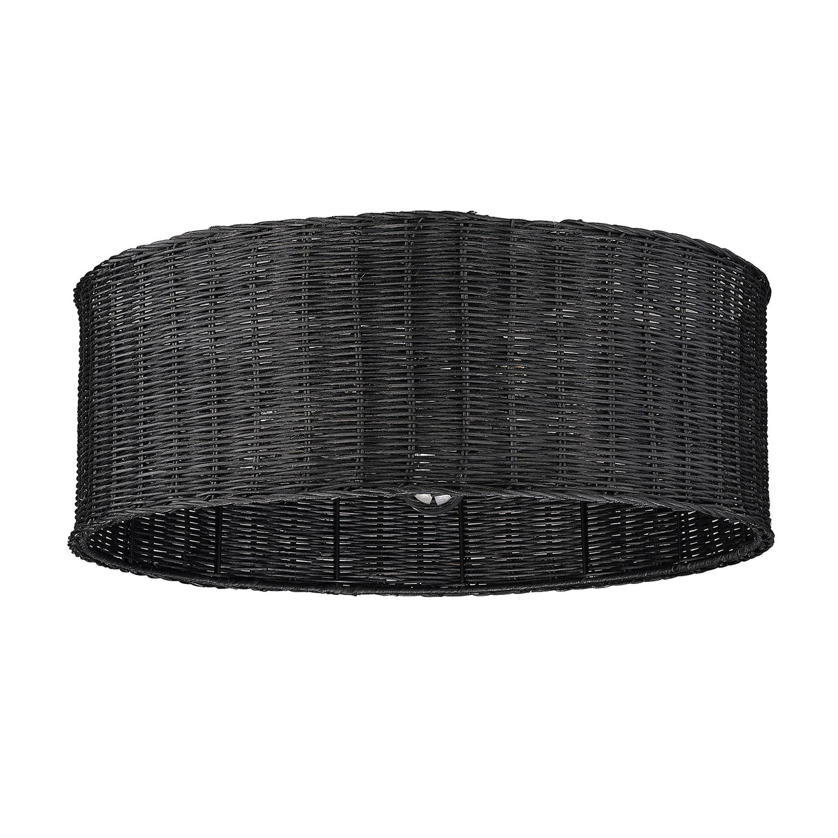 Erma 5 Light Flush Mount in Matte Black with Black Wicker Shade