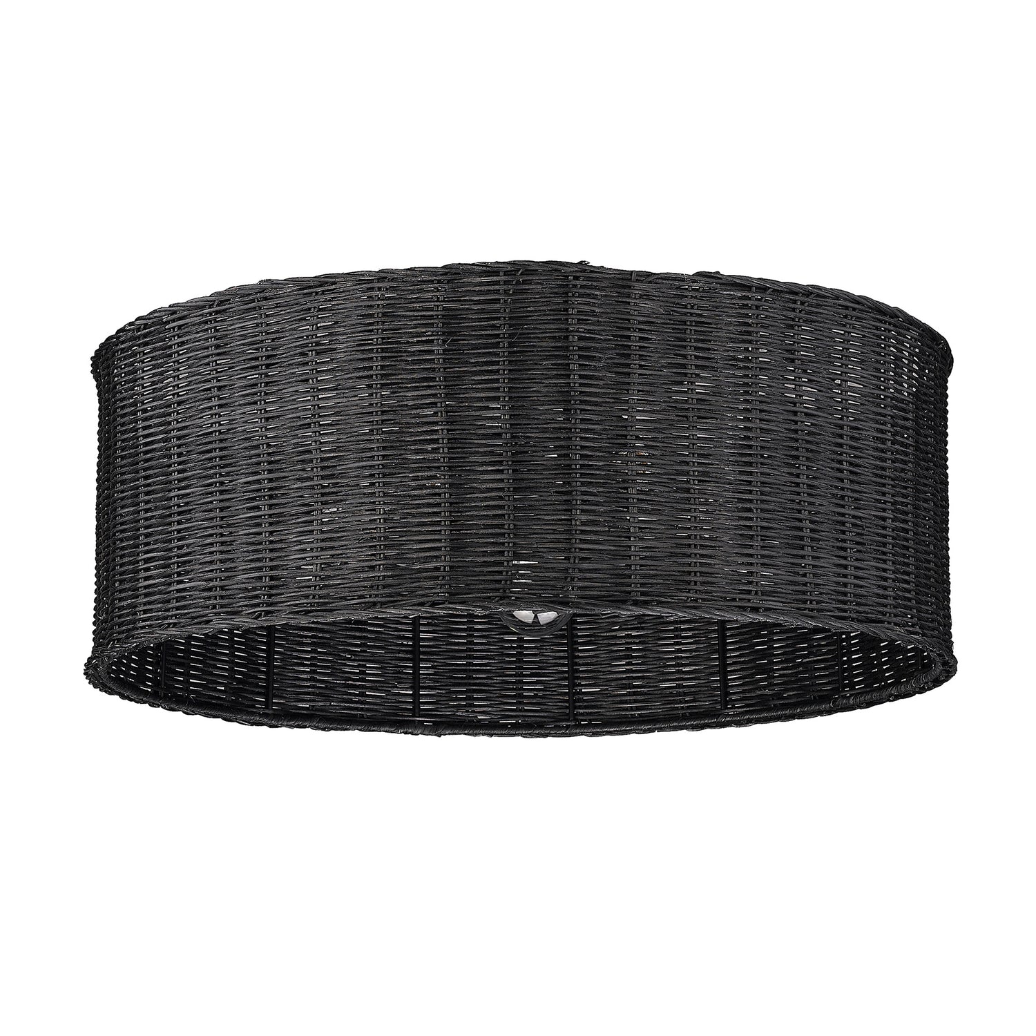 Erma 5 Light Flush Mount in Matte Black with Black Wicker Shade