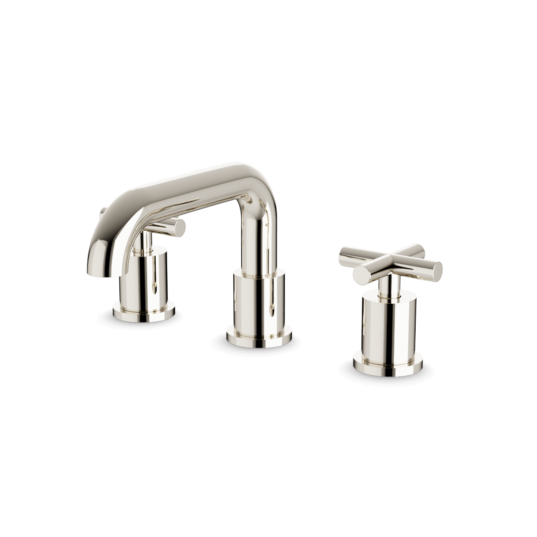 Artos Opera 8" Widespread Bathroom Faucet With Low Spout & Cross Handles Polished Nickel – FS314PN