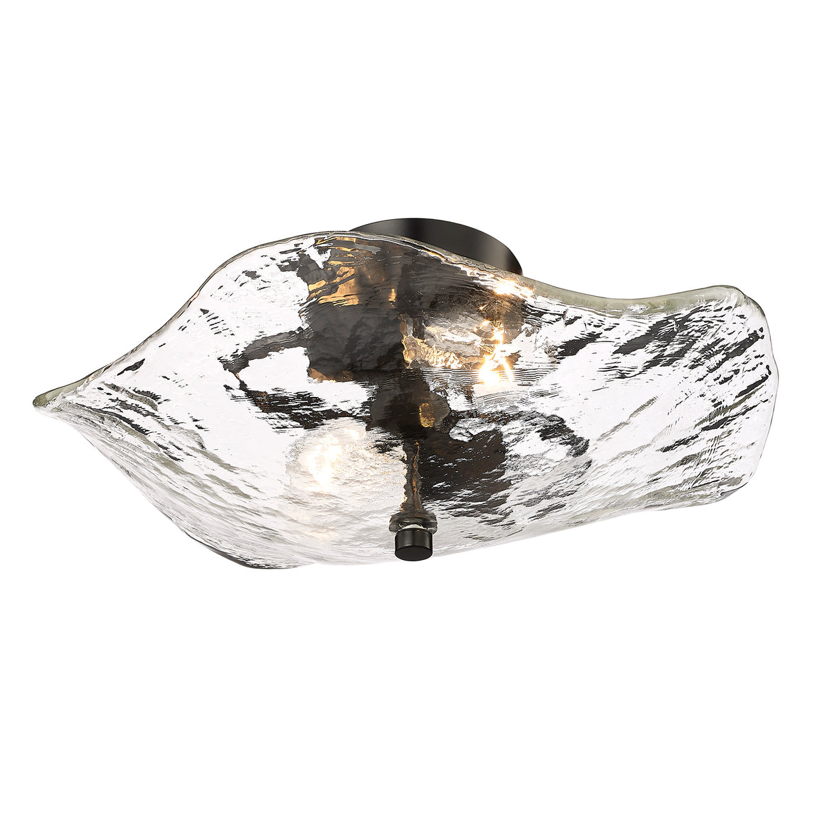 Samara 2 Light Semi-Flush in Matte Black with Hammered Water Glass Shade
