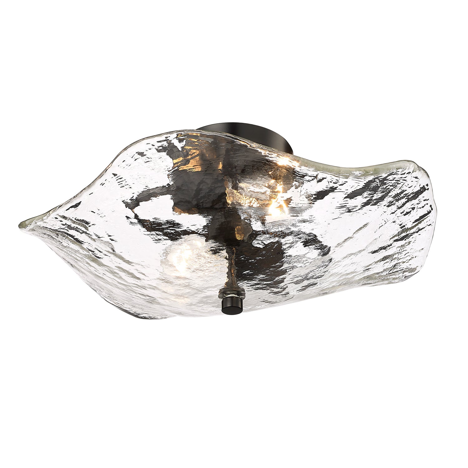 Samara 2 Light Semi-Flush in Matte Black with Hammered Water Glass Shade