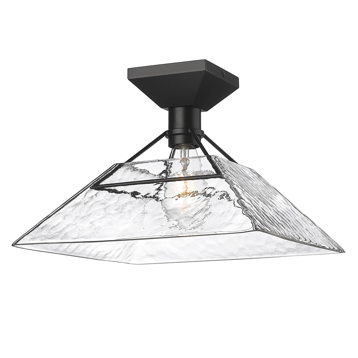 Kepler Semi-Flush in Matte Black with Water Glass Shade