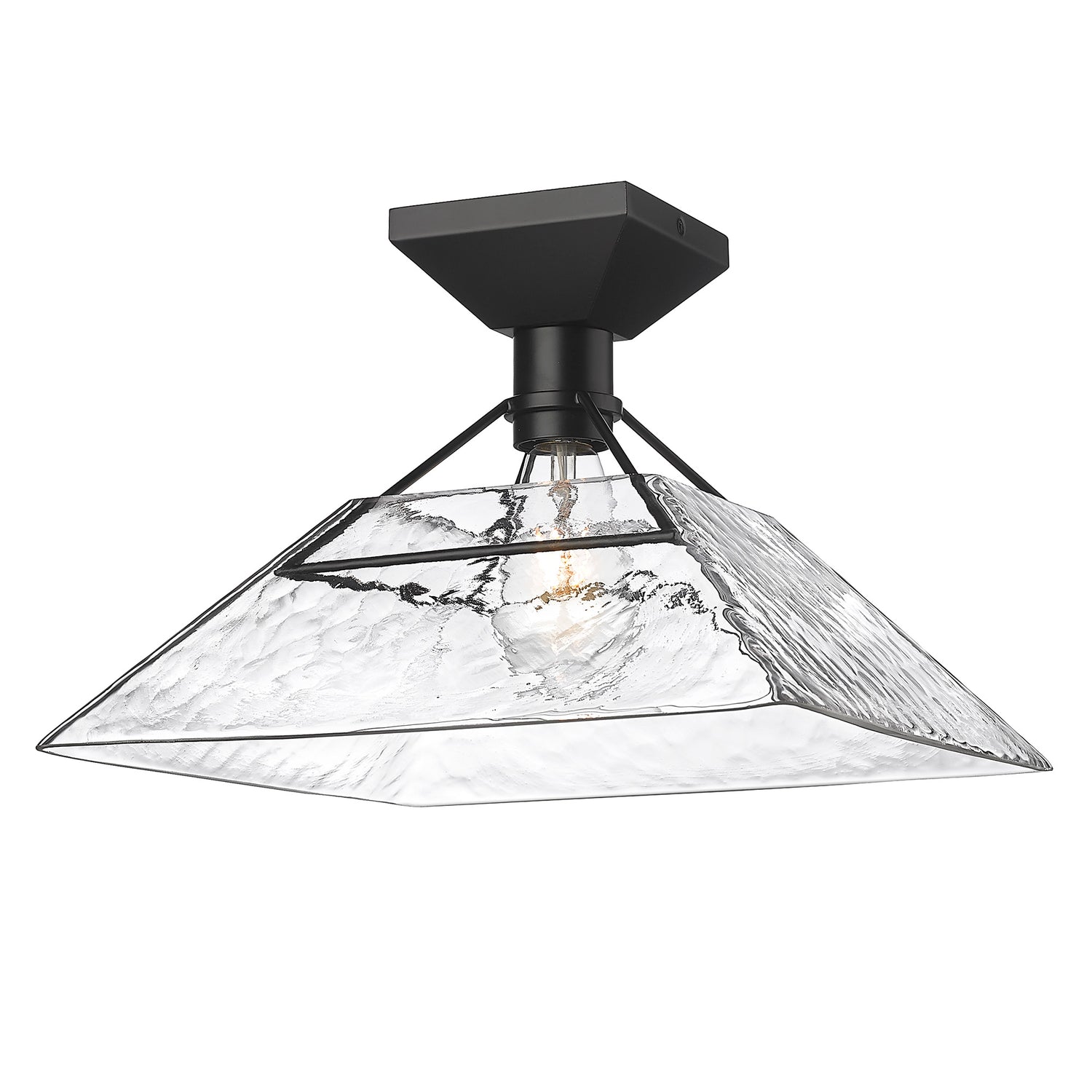 Kepler Semi-Flush in Matte Black with Water Glass Shade