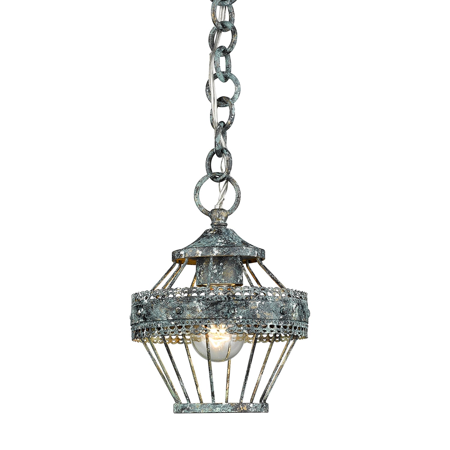 Ferris 1 Light Semi-Flush in Blue Verde Patina
