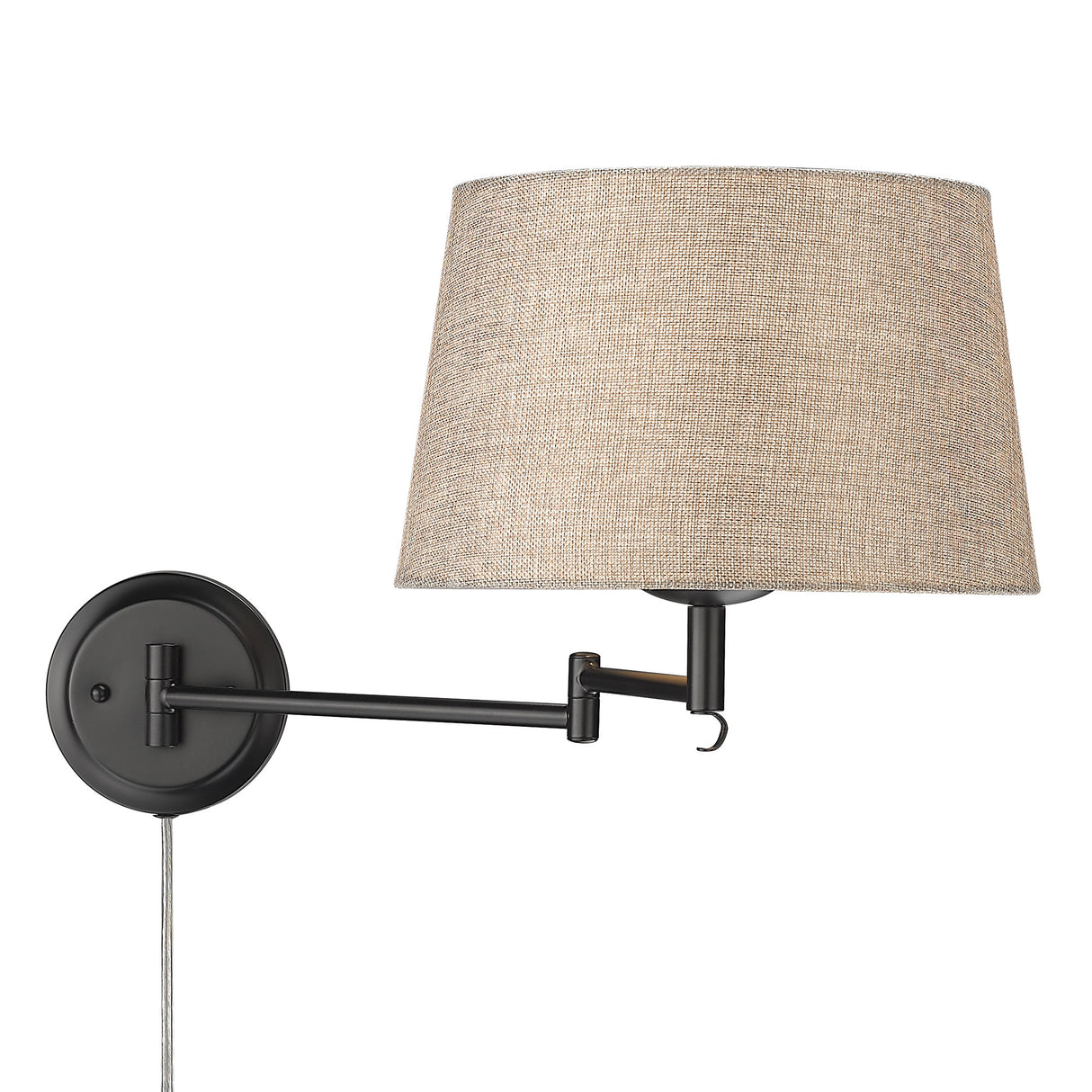 Eleanor Articulating Wall Sconce in Matte Black with Natural Sisal Shade