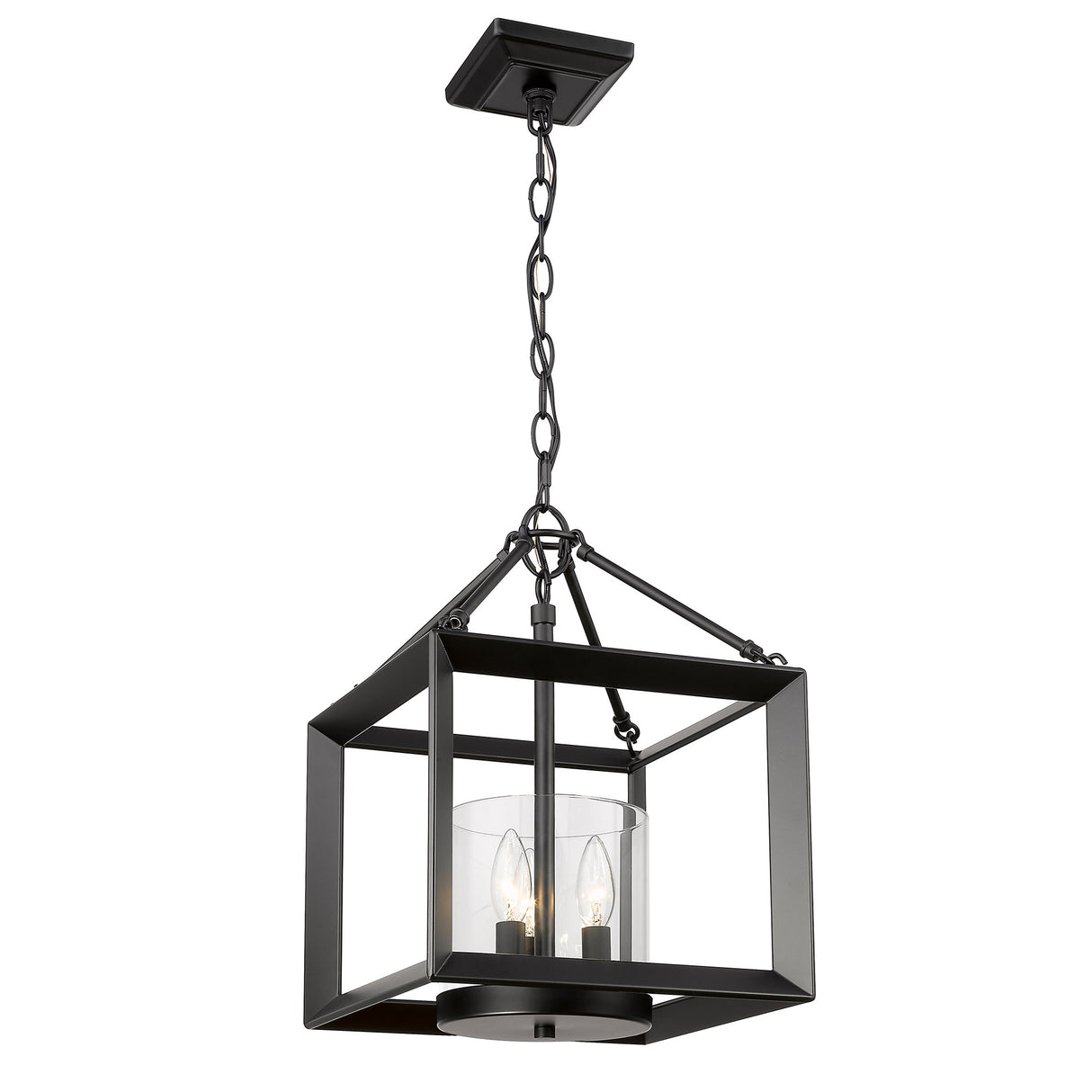 Smyth Semi-Flush in Matte Black with Clear Glass Shades