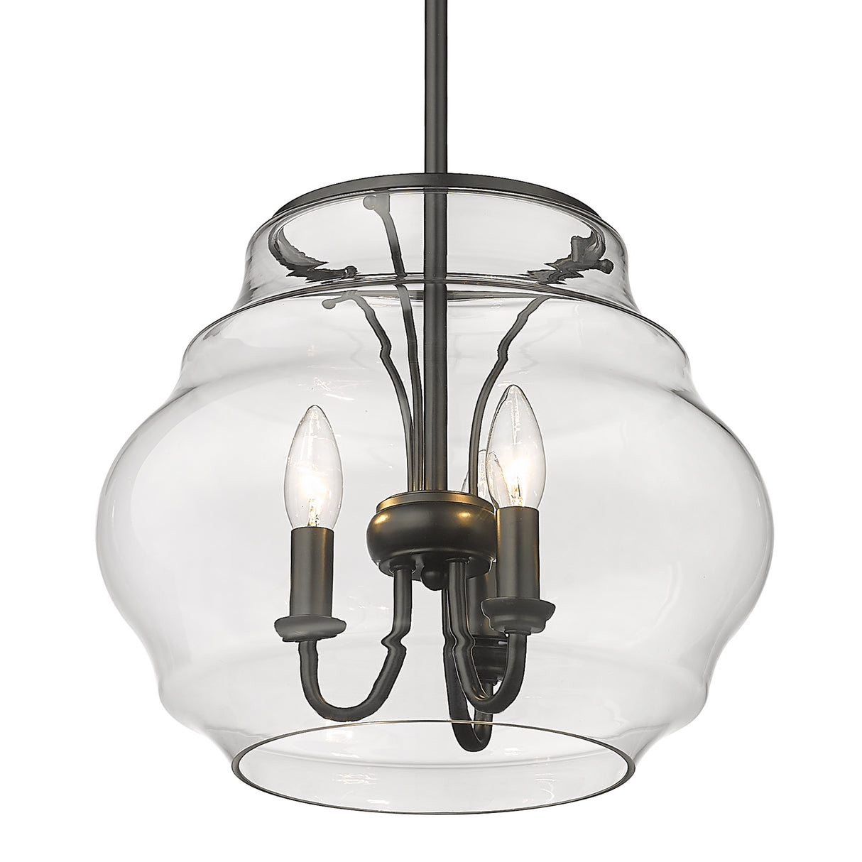 Annette BLK 3 Light Pendant in Matte Black with Clear Glass Shade