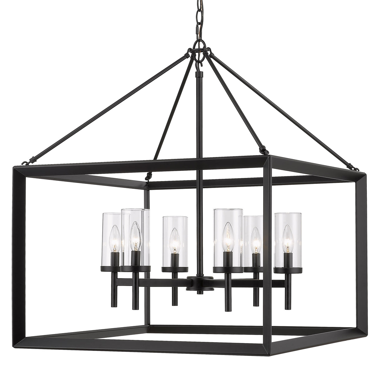 Smyth 6 Light Chandelier in Matte Black with Clear Glass Shades