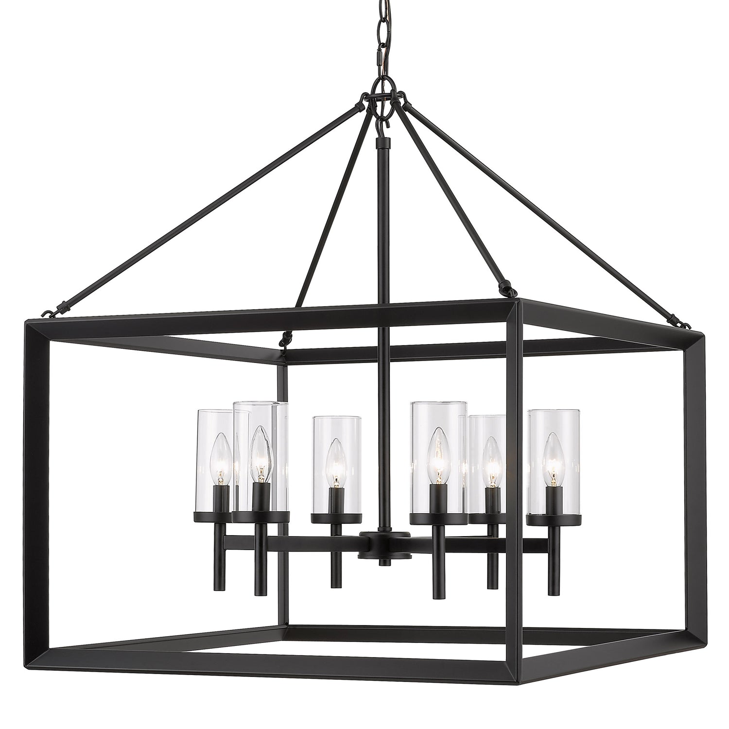 Smyth 6 Light Chandelier in Matte Black with Clear Glass Shades