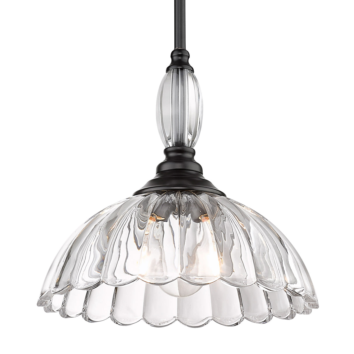 Audra 1 Light Pendant in Matte Black with Clear Glass Shade