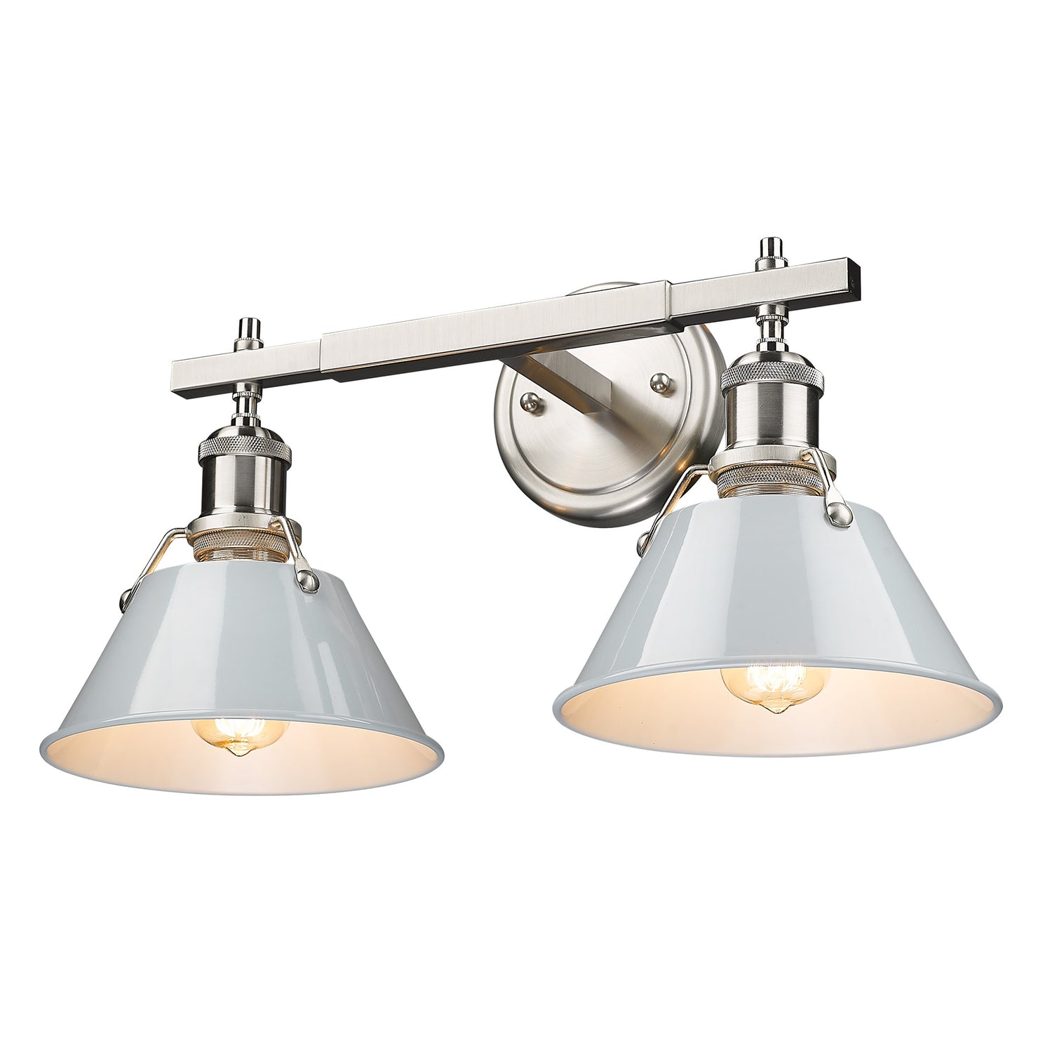 Orwell PW 2 Light Bath Vanity in Pewter with Dusky Blue Shade