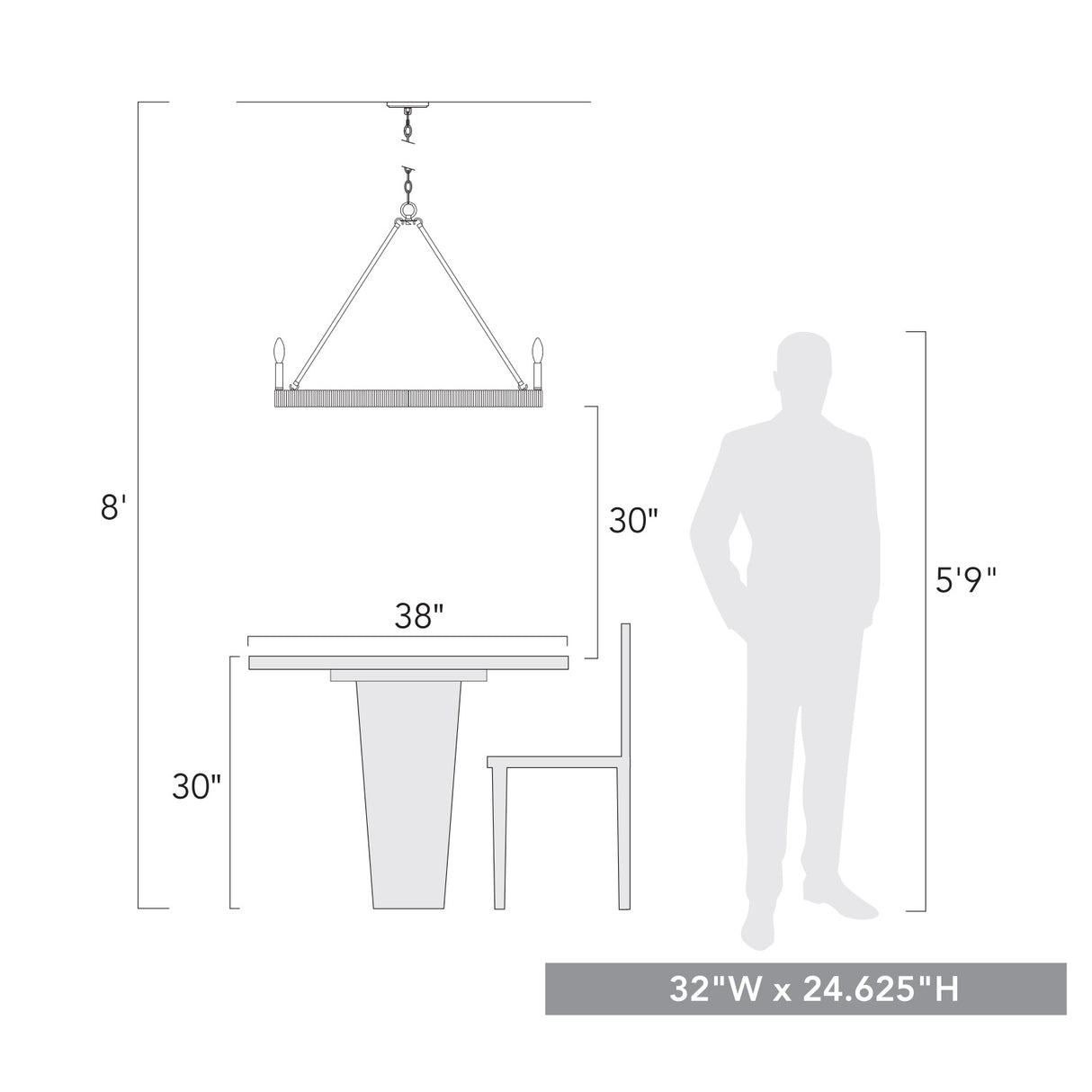Yates 9 Light Chandelier in Burnished Chestnut