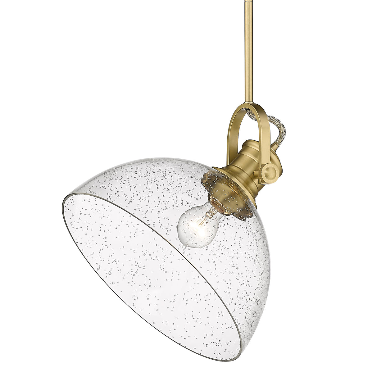 Hines Large Pendant in Brushed Champagne Bronze with Seeded Glass Shades