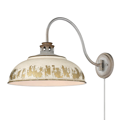 Kinsley 1 Light Articulating Wall Sconce in Aged Galvanized Steel with Antique Ivory Shade