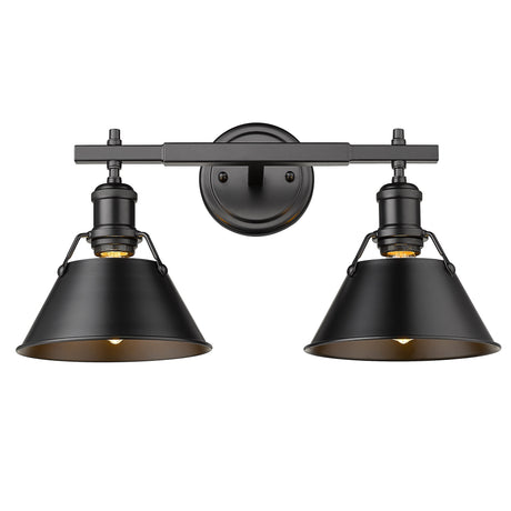 Orwell BLK 2 Light Bath Vanity in Matte Black with Matte Black Shade