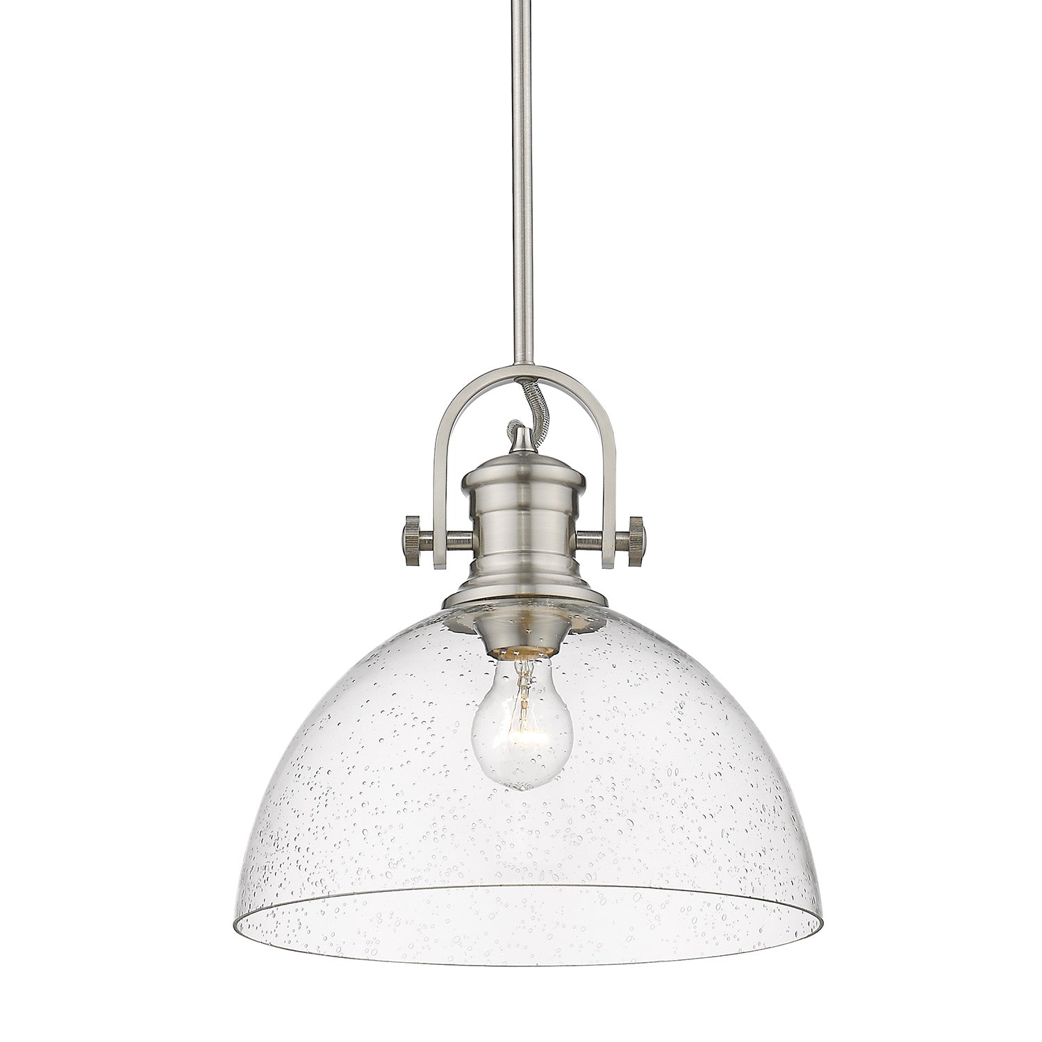 Hines 1-Light Pendant in Pewter with Seeded Glass